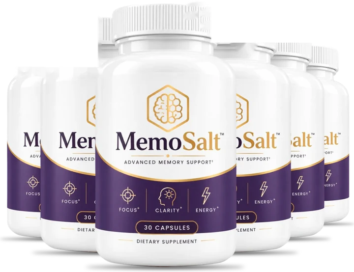 Six bottles of Memosalt memory support capsules